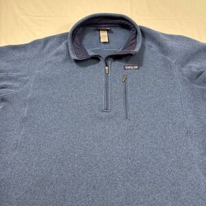 SWEATER BETTER Patagonia MEN XL 1/4 Zip Pullover Fleece  BLUE Pocket JACKET